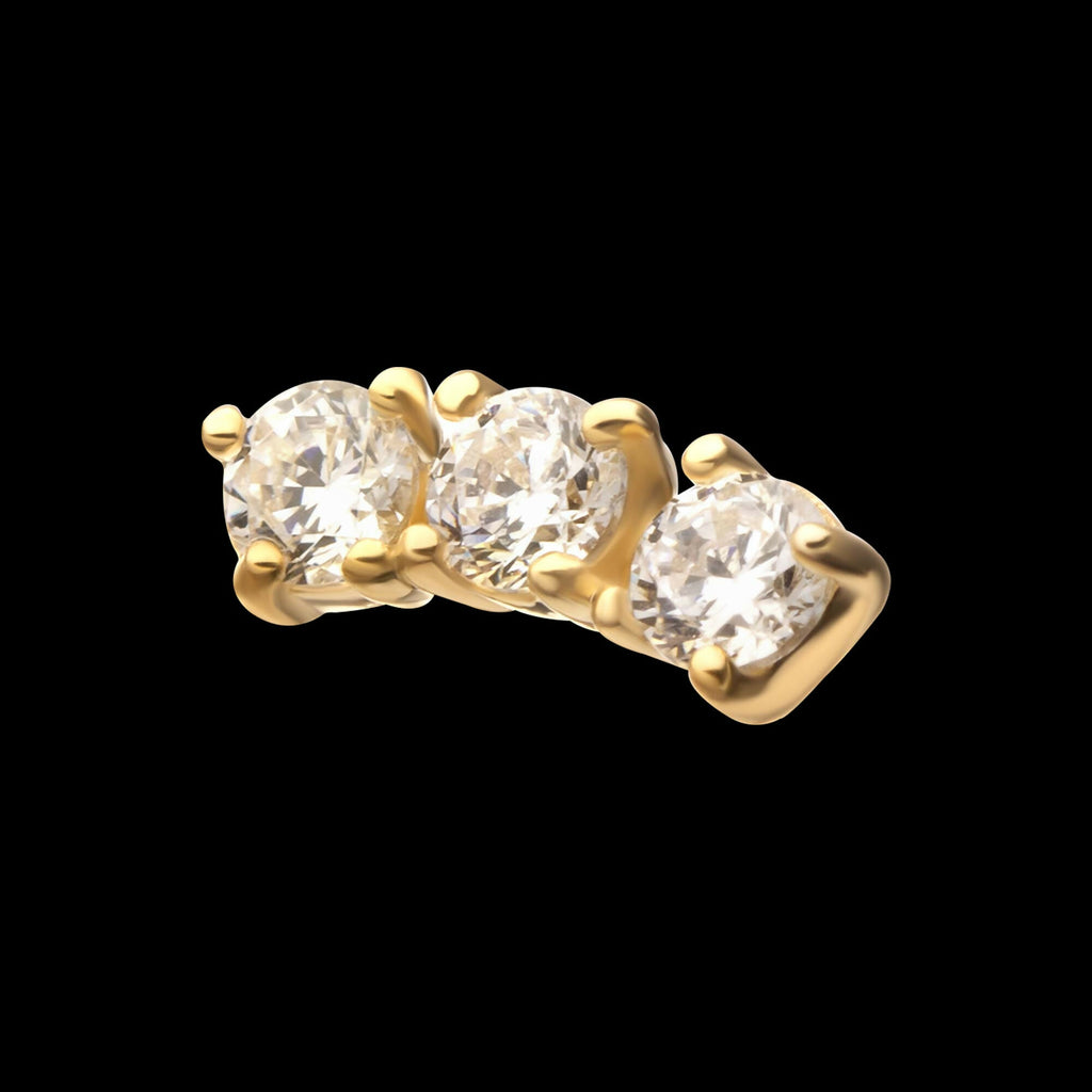 14Kt Gold Threadless Centered Gem Curved Cluster Top