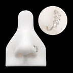 4 Marquise Staggered Cluster Prong Gem Side Facing Hinged Segment Clicker Hoop Earring / Nosering – 14Kt Gold