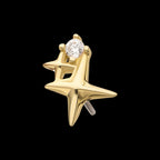 14Kt Gold Threadless Double Celestial Star Top with Prong Set Gem