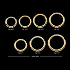 Prong Set 1mm Eternity Round Gem Side Facing Hinged Segment Clicker Hoop Earring / Nosering – 14Kt Gold