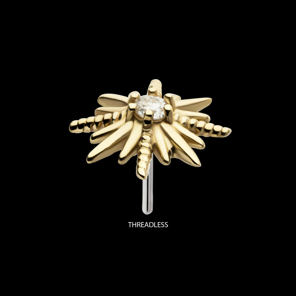14Kt Gold Threadless Sunburst Top with 6-Prong Lab-Grown