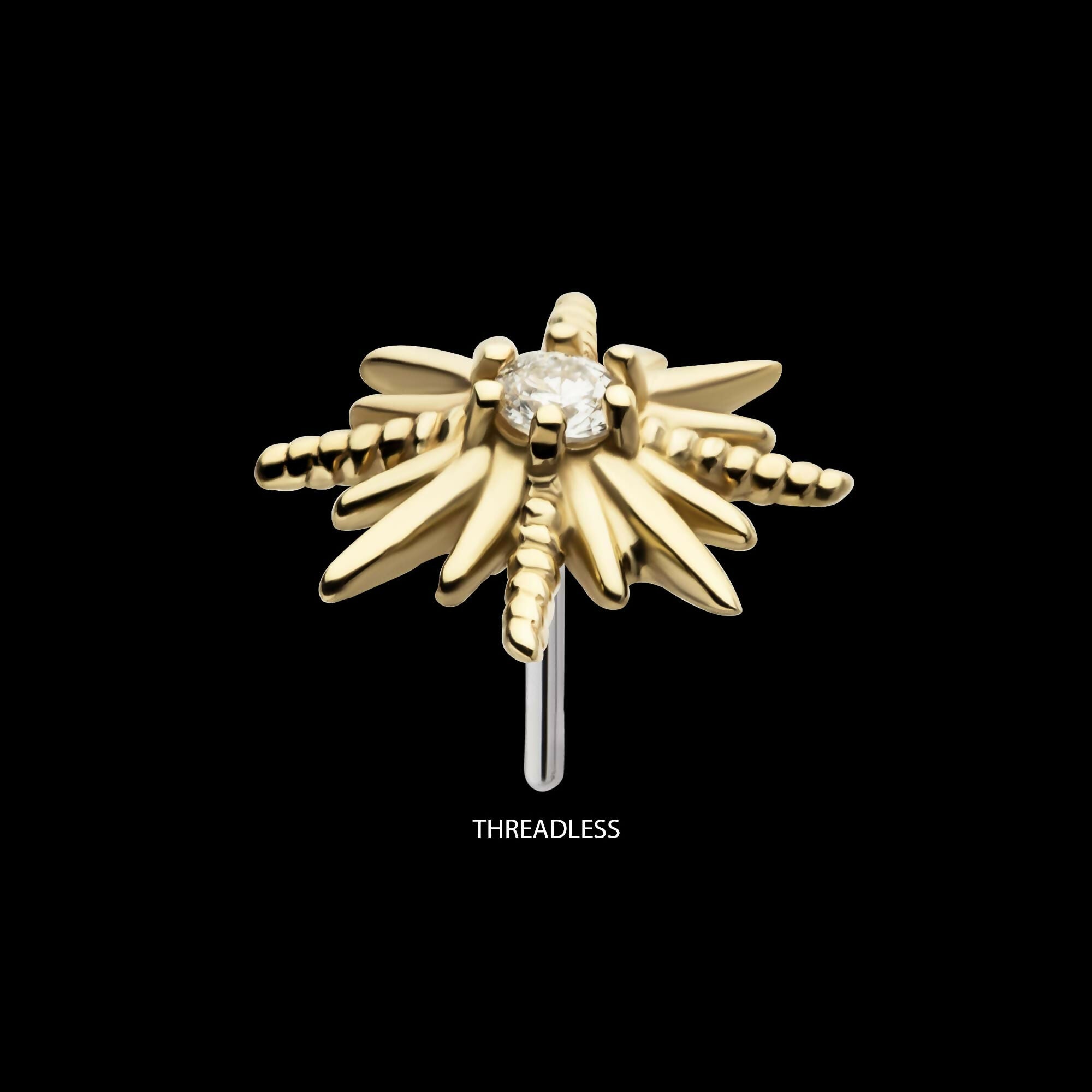 14Kt Gold Threadless Sunburst Top with 6-Prong Lab-Grown