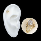 14Kt Yellow Gold Threadless 4-Prong Round Gem Top with Rolo Chain Dangle