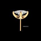 24Kt Gold PVD Titanium Threadless 4 Prong Princess Cut Gem Top