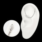 Titanium Threadless Double Prong Set Marquise Gem Top with Rolo Chain Dangle