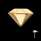 24KT Gold PVD Titanium Threadless 3D Diamond Shape Top
