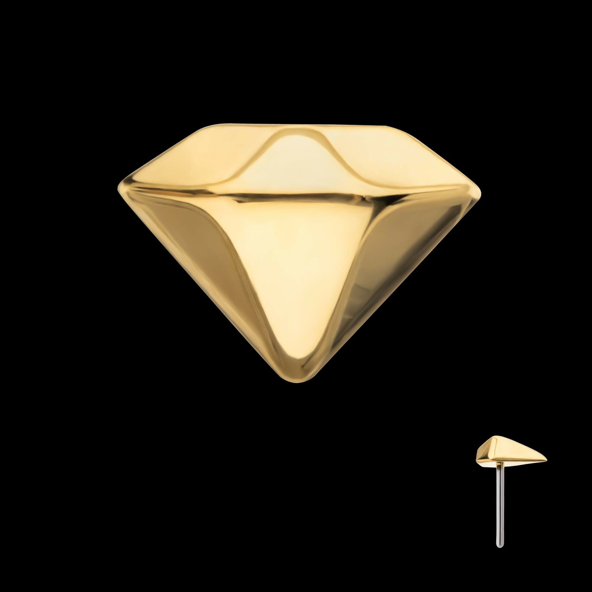 24KT Gold PVD Titanium Threadless 3D Diamond Shape Top