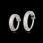 Platinum PVD Titanium Double Row 1mm Prong Set Gem Side Facing Huggie Hinged Segment Clicker Hoop Earring / Nosering