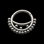Smiley Design Cluster Beads Front Facing Hinged Segment Clicker Hoop Earring / Nosering – Titanium