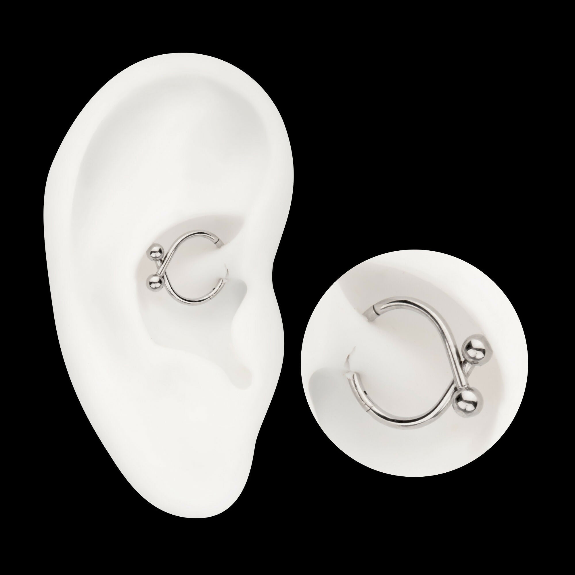 Twister Ball Hinged Segment Hoop Clicker Earring / Nosering – Titanium