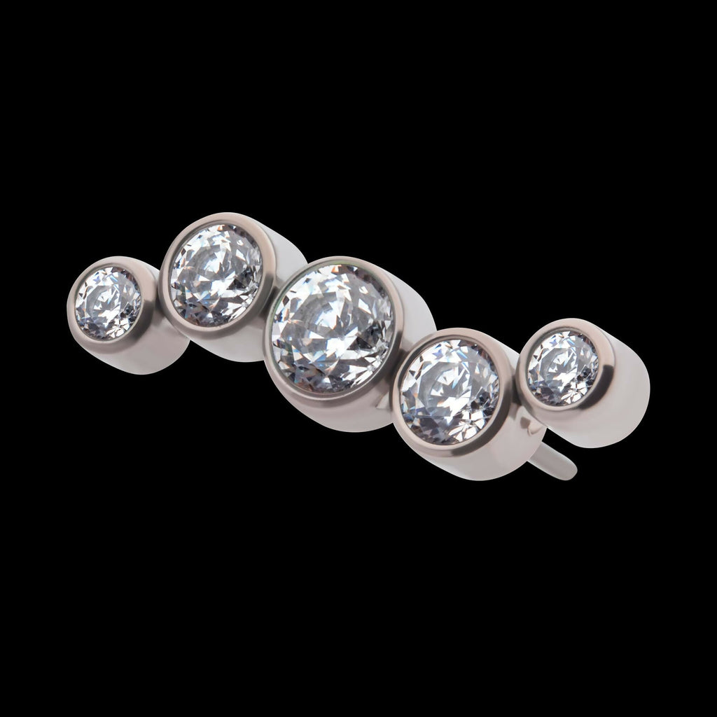 Titanium Threadless Bezel Set CZ/Opal Oscillating 5-Cluster Top