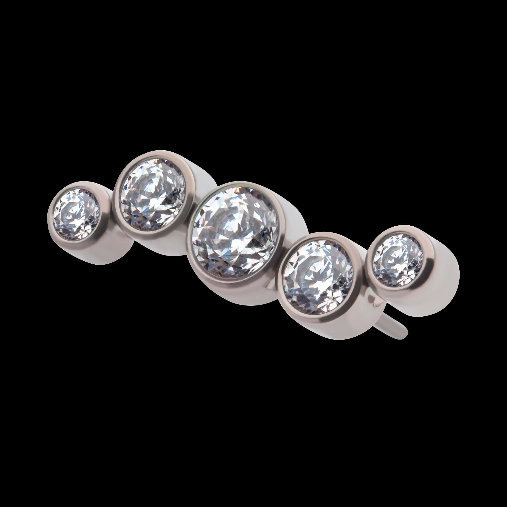 Titanium Threadless Bezel Set CZ/Opal Oscillating 5-Cluster Top