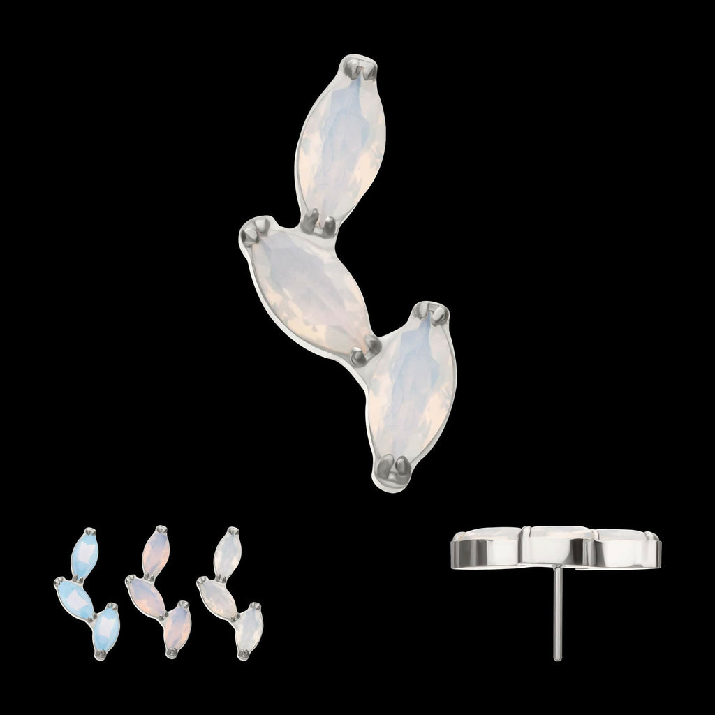 Titanium Threadless Vine Shape Top with 3-Tier Full Opalite Marquise