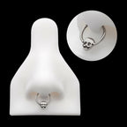 Centered Skull Front Facing Hinged Segment Clicker Hoop Earring / Nosering – Titanium