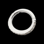 16g Titanium Oval Shape with CNC Set Full Clear CZ Hinged Segment Clicker (for Rook Piercing) Hoop Earring / Nosering