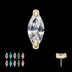 14Kt Gold Threadless with Marquise Prong Gem Top