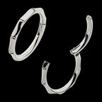 Bamboo Design Side Facing Hinged Segment Clicker Hoop Earring / Nosering – Titanium