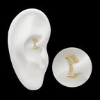 Prong Set 8 Round CZ Cluster Crescent Moon Shape Front Facing Hinged Segment Clicker Hoop Earring / Nosering – 14Kt Yellow Gold