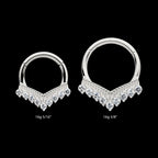 9 Cluster Prong Set Round CZ Chevron Front Facing Hinged Segment Clicker Hoop Earring / Nosering – Titanium