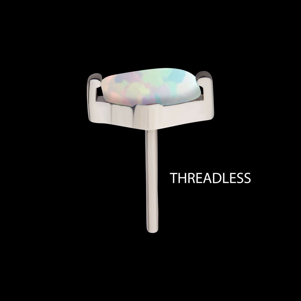 Titanium Threadless with 2-Prong Marquise Opal Top