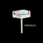 Titanium Threadless with 2-Prong Marquise Opal Top