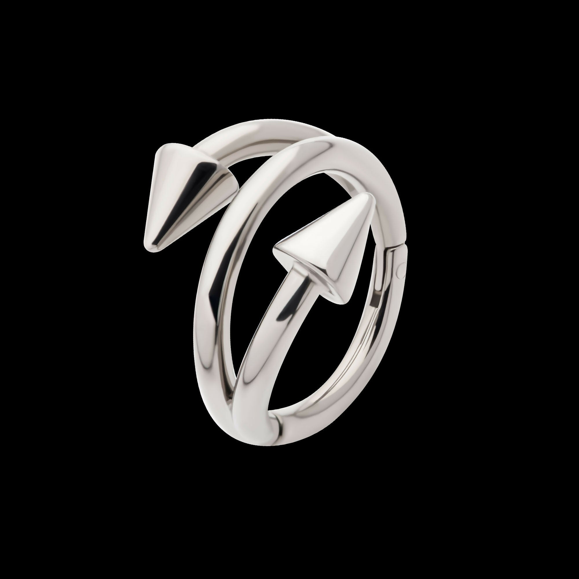 Double Ended Twist Side Facing Hinged Segment Clicker with Spikes Hoop Earring / Nosering – Titanium