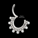 Titanium Clustered Beads with 7 Bezel Round CZ Front Facing Hinged Segment Clicker