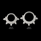 Double Row CNC Set Round CZ with 5 Round CZ Spike Edge Front Facing Hinged Segment Clicker Hoop Earring / Nosering – Titanium