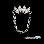 Titanium Threadless 4-Cluster Marquise AAA CZ Top with Dangle Chain