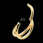 Double Hoop Side Facing Hinged Segment Clicker Earring / Nosering – 14Kt Yellow Gold