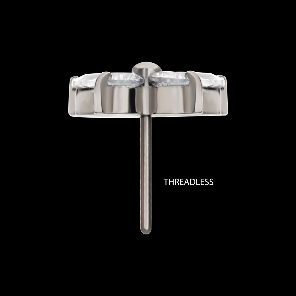 Titanium Threadless Butterfly with Prong Set Round & Marquise Gem Top