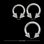 Internally Threaded Spike Ends Circular Barbell Earring / Nosering – Titanium