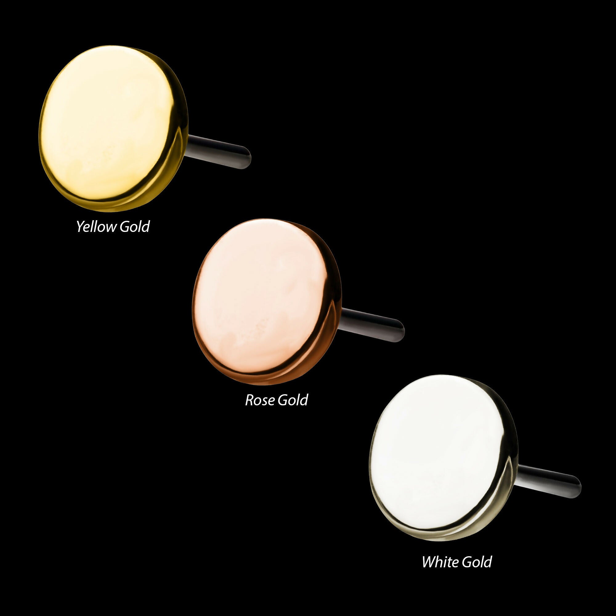 14Kt Gold Threadless Disk Top