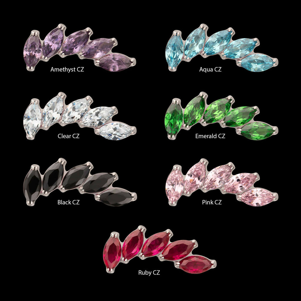 Titanium Threadless 5 Marquise Staggered Cluster Prong Gem Top