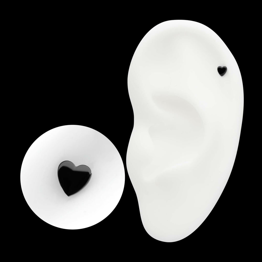 Black PVD Titanium Threadless Heart Top