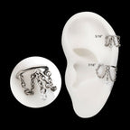 Triple Chain Dangle with Floating Teardrop Gem Hinged Segment Clicker Hoop Earring / Nosering – Titanium