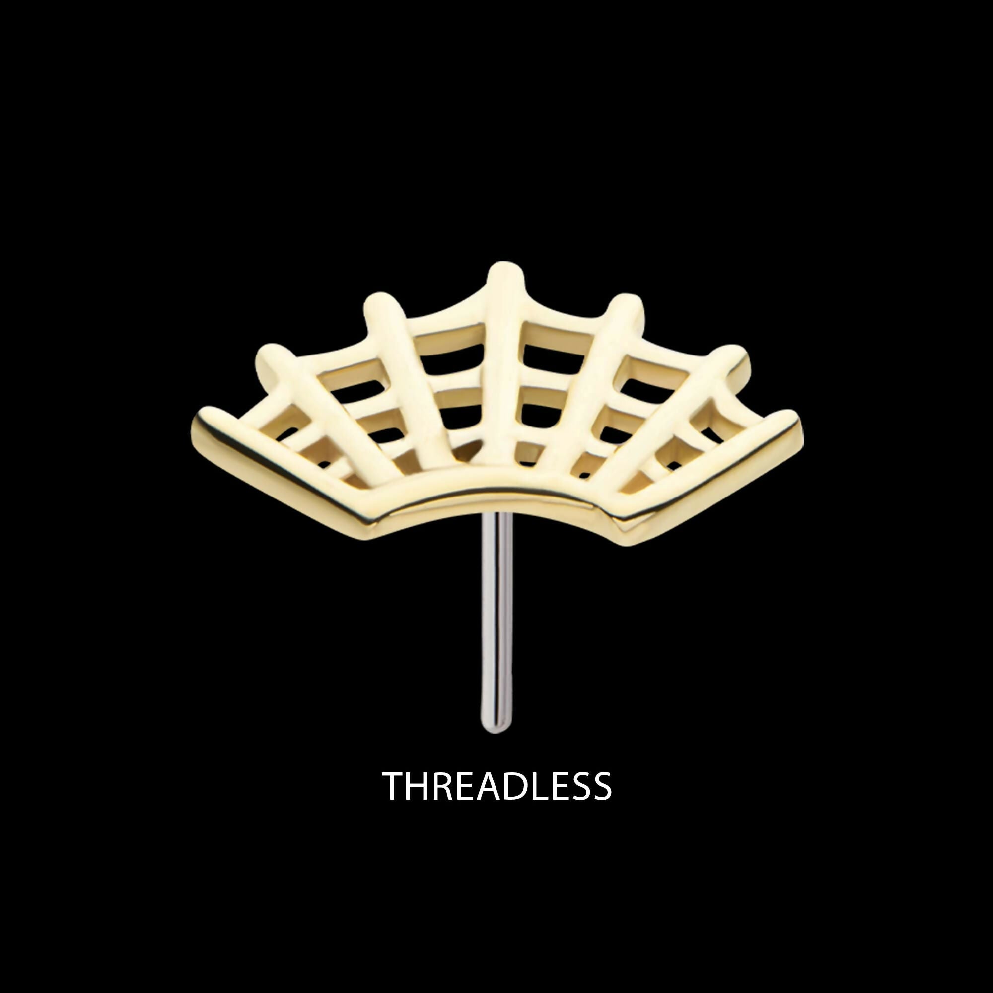 14Kt Gold Threadless Fan Shape Spiderweb Top