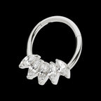 5-Cluster Marquise CZ/Stone Front Facing Hinged Segment Clicker Hoop Earring / Nosering – Titanium