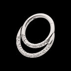 Hammered Double Hoop Front Facing Hinged Segment Clicker Earring / Nosering – Titanium