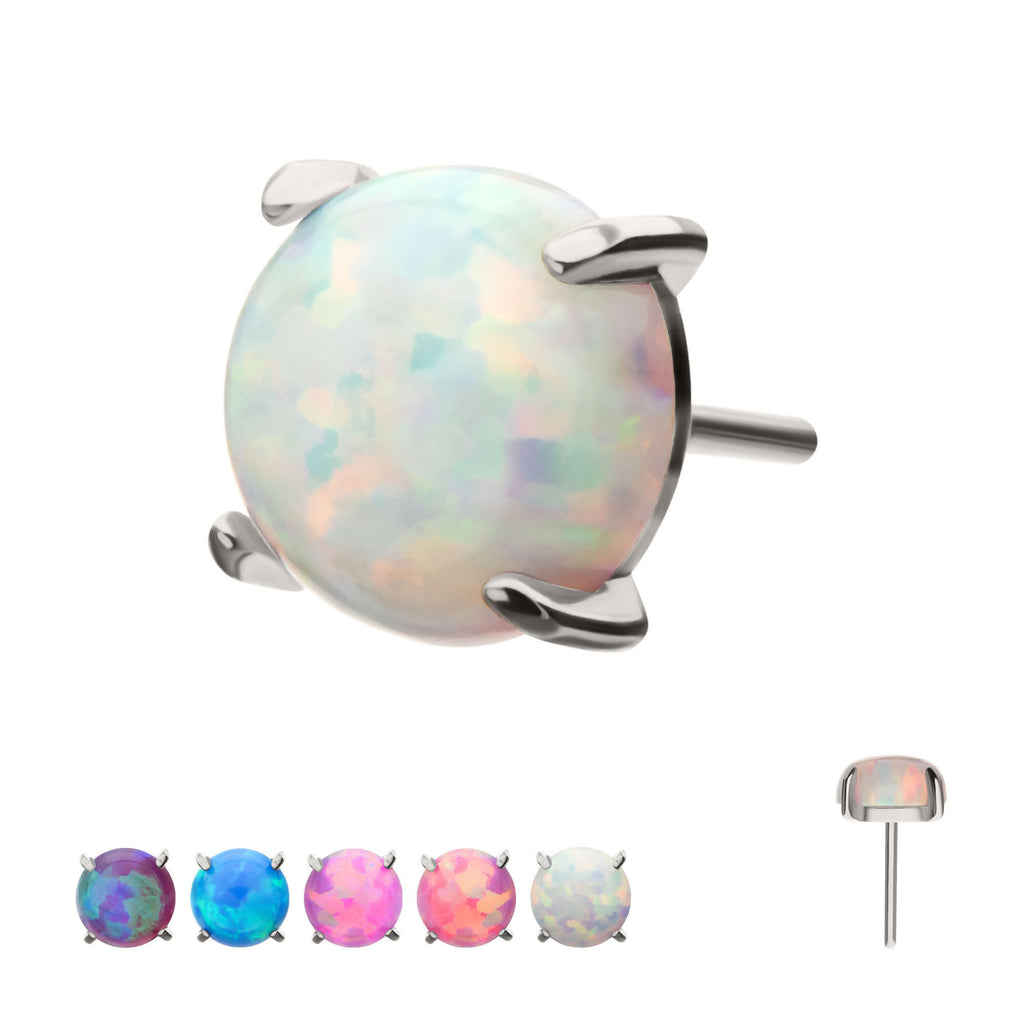 4-Prong Opal Flatback Stud Earring / Nosering - Opal in Titanium