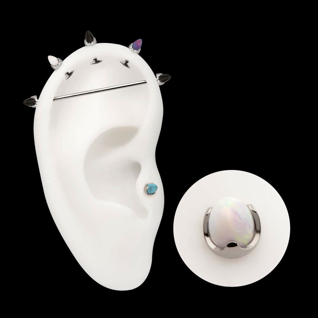 Titanium Threadless Stone Bullet Top with 4-Claw Prongs