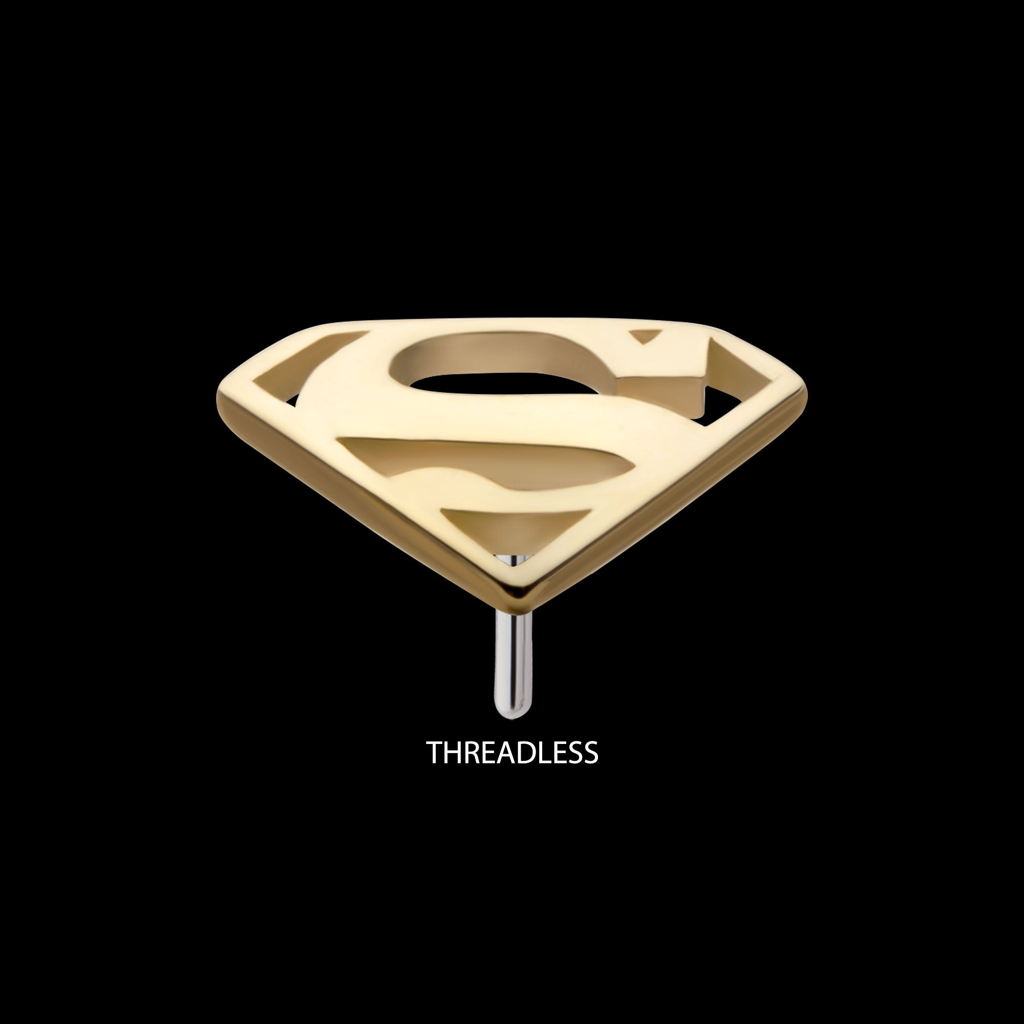 DC Comics Superman Logo Flatback Stud Earring / Nosering - 14Kt Yellow Gold