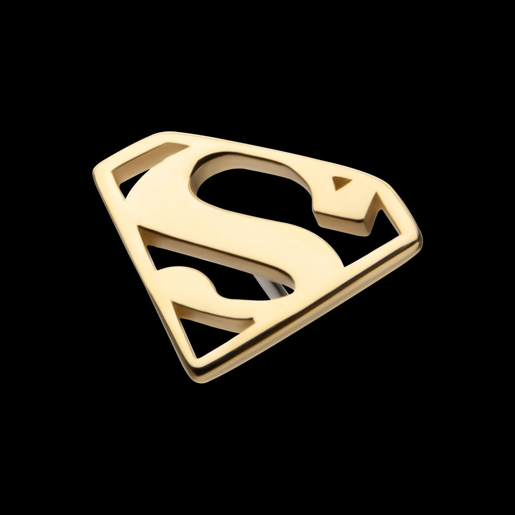 DC Comics Superman Logo Flatback Stud Earring / Nosering - 14Kt Yellow Gold