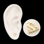 DC Comics Superman Logo Flatback Stud Earring / Nosering - 14Kt Yellow Gold