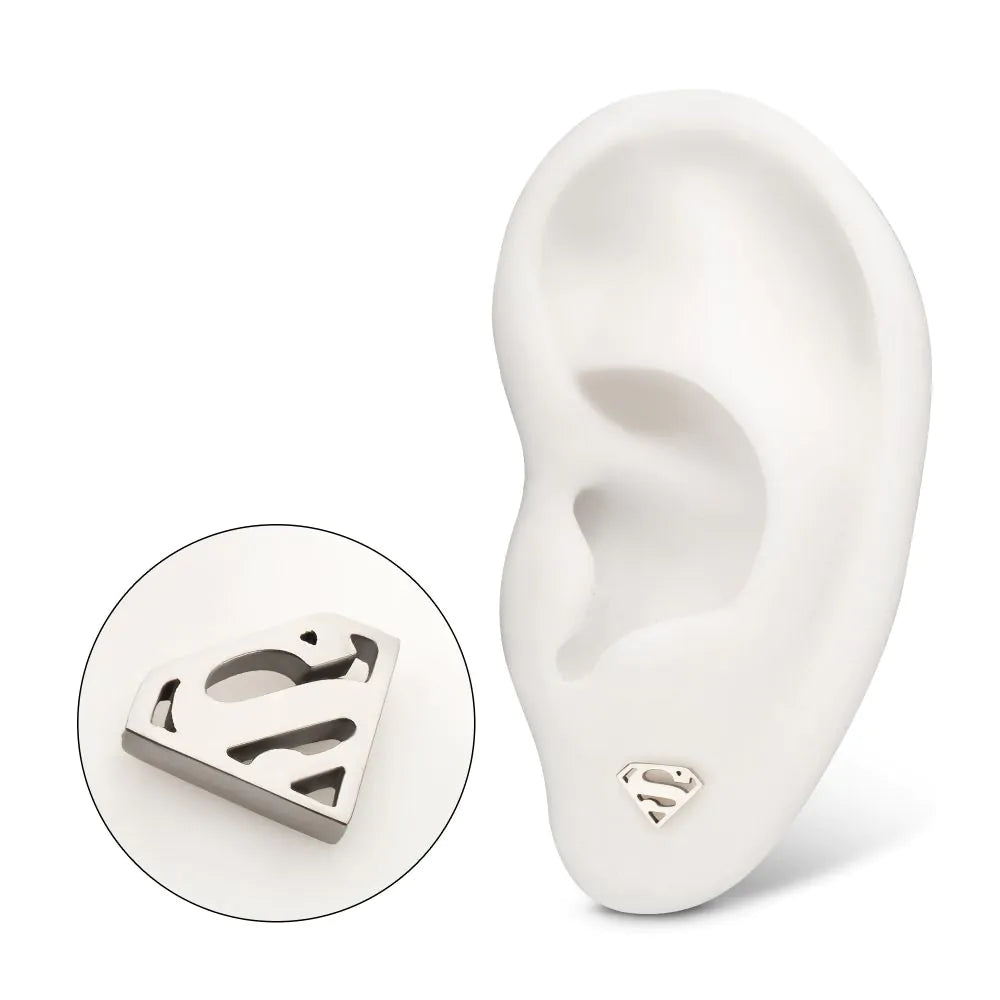 DC Comics Superman Logo Threadless Earring / Nosering – Titanium