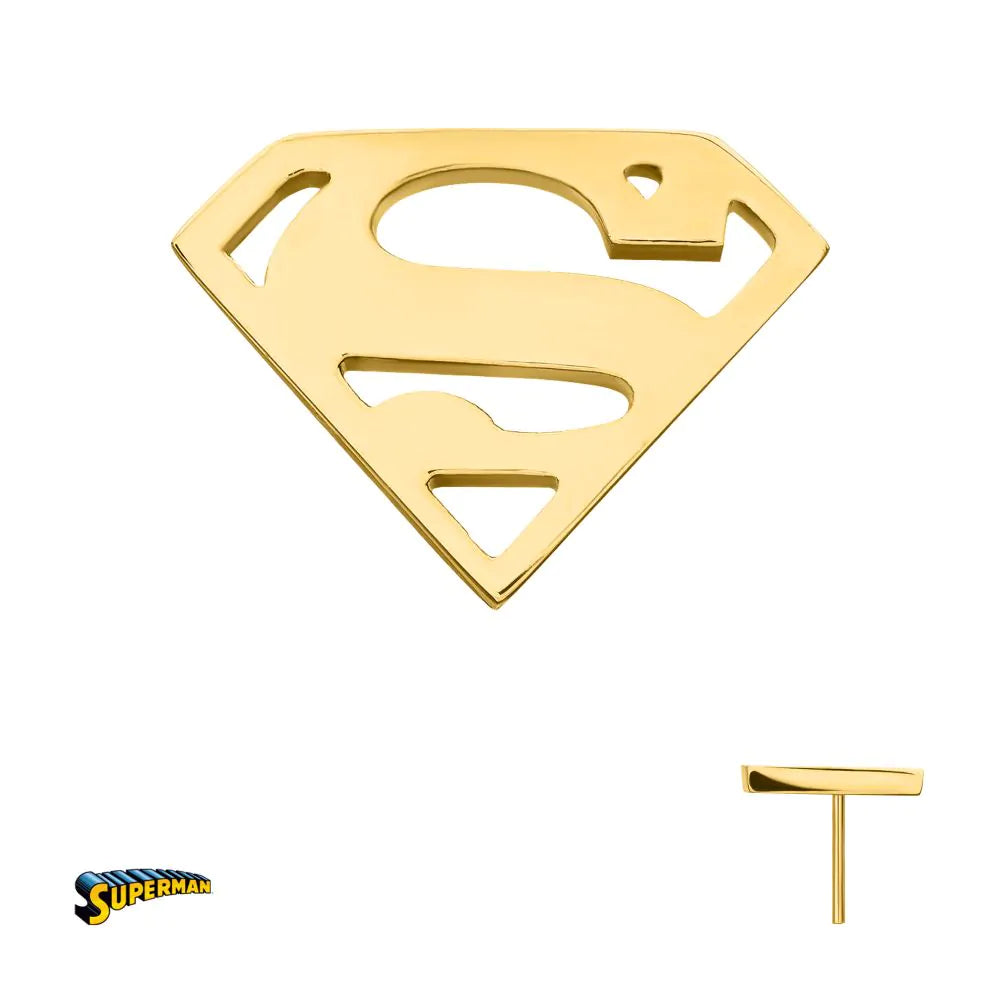 DC Comics Superman Logo Threadless Earring / Nosering – 24Kt Gold PVD Titanium