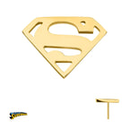 DC Comics Superman Logo Threadless Earring / Nosering – 24Kt Gold PVD Titanium