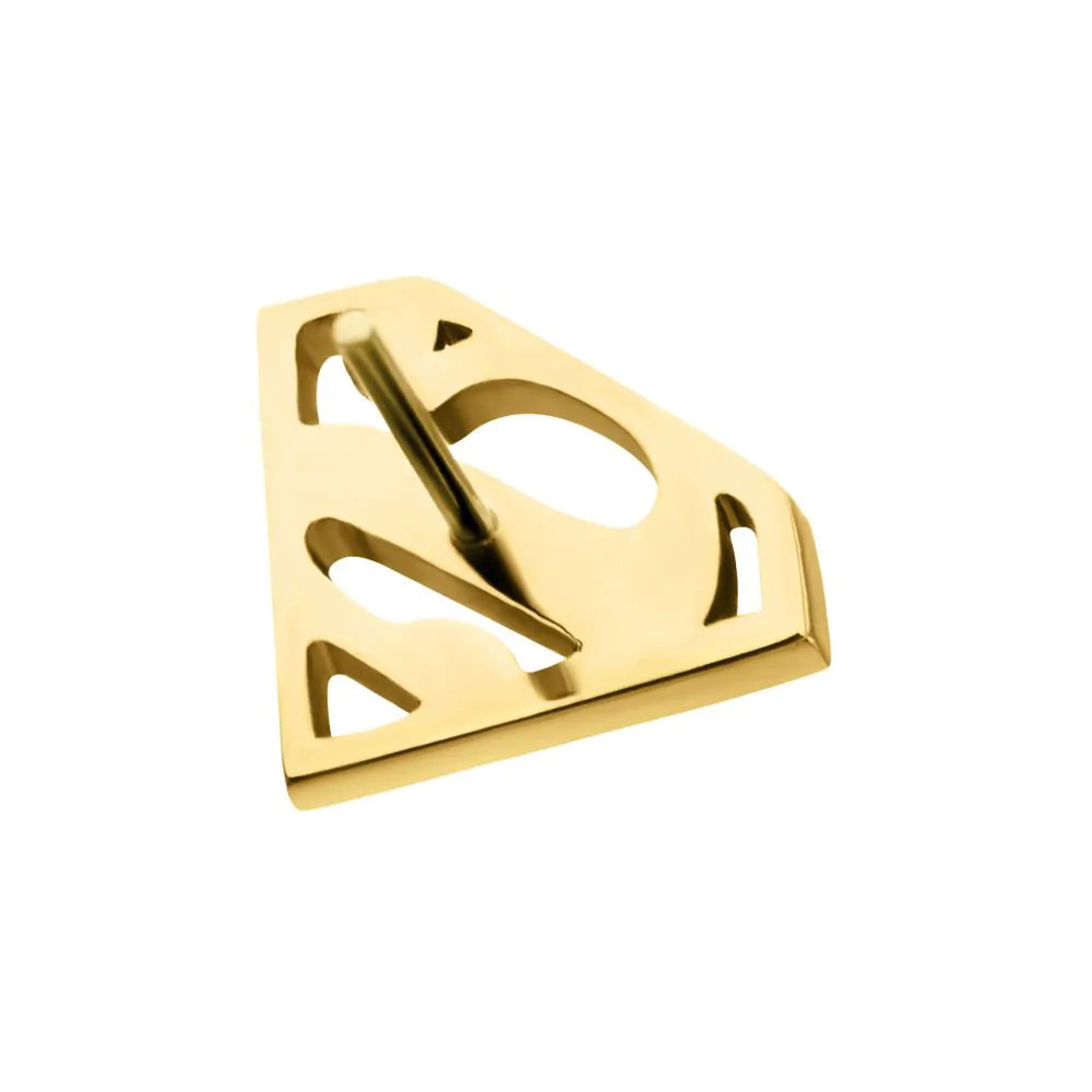 DC Comics Superman Logo Threadless Earring / Nosering – 24Kt Gold PVD Titanium