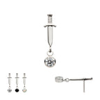 Dangle Bezel Round Gem Dagger Flatback Stud Earring / Nosering - Gem in Titanium