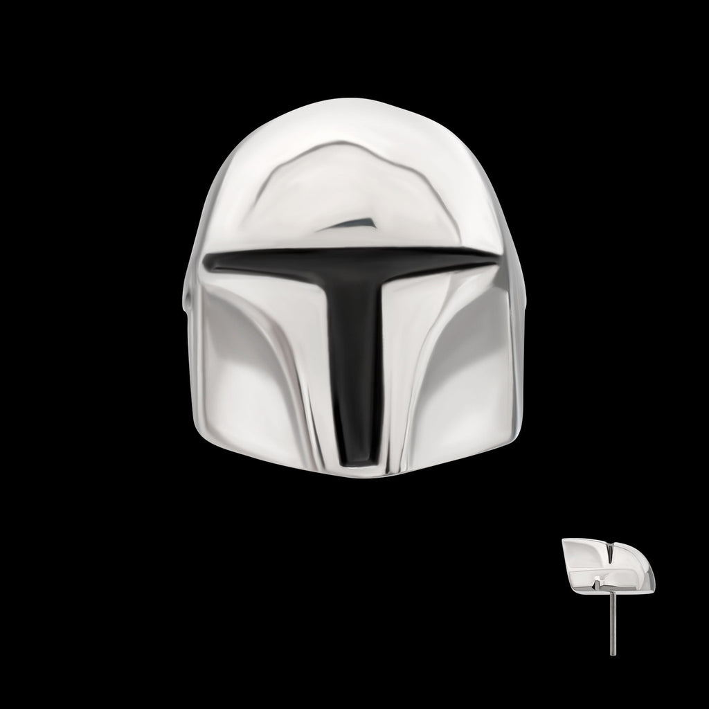 Star Wars 3D The Mandalorian Flatback Threadless Earring / Nosering – Titanium